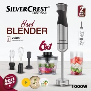Mixeur Plongeant INOX Multifonctions 6en1 1000W SilverCrest HB6412BD-N