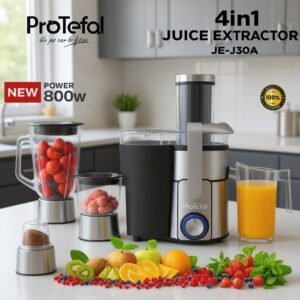 Centrifugeuse inox 4 en 1(Centrifugeuse +Blender en verre + Hachoir en verre +Moulin en verre) 800W ProTefal JE-J30A
