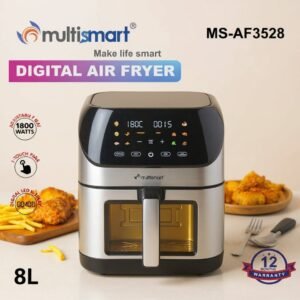Friteuse inox Sans Huile 8L 1800W Numérique Avec Fenêtre Visible Multismart MS-AF3528