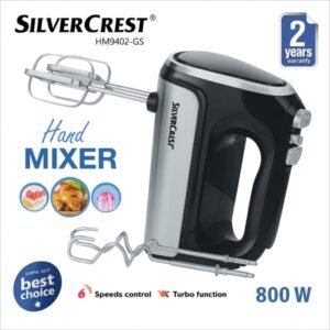Batteur À Main inox 800W avec 6 vitesses +Turbo SilverCrest HM9402-GS