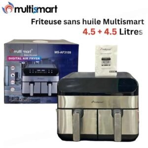 Friteuse sans huile inox 09L Double Bac – 2400W  Multismart MS-AF3109