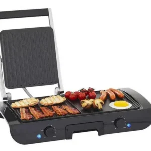 Planche a Grille et Panineuse inox 2 en 1 - 1500W 38x20 CM Multismart MS-GL1111